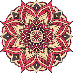 Colorful line art mandala illustration design 