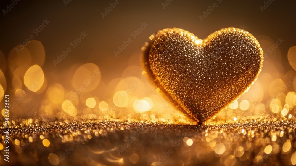 Poster abstract texture of bokeh heart shaped light background. sparkling light with copy space for valenti