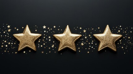 Obraz premium five gold stars on black background