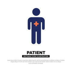 Patient Icon. Human Figure with Medical Cross. Editable Vector Icon.