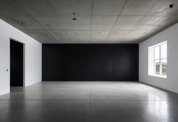 The room with the windows has a black wall