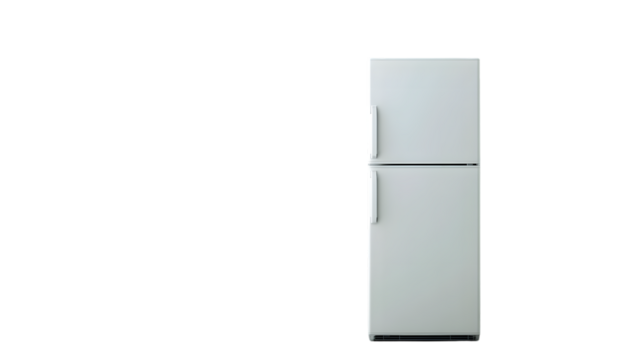 Sleek White Refrigerator on Clean Background for Modern Kitchen Interior Design