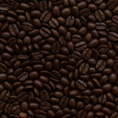 Fototapeta premium A detailed shot showcasing a pile of freshly roasted, aromatic coffee beans, ready to be brewed.
