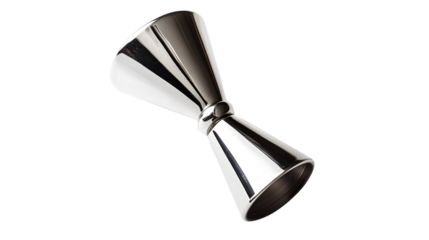 Sleek Stainless Steel Bar Jigger on White Background Essential for Cocktails Mixing