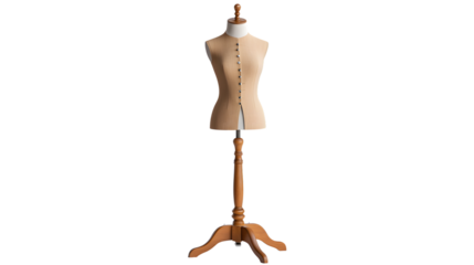 Professional Tailors Mannequin on Stand Isolated on White Background