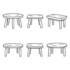 Minimalist wooden table outline drawing for design