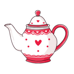 red teapot isolated on white background