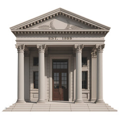 Obraz premium Classical architecture showcases an old stone building with prominent columns under a blue European sky, its facade a landmark in the ancient city clipart