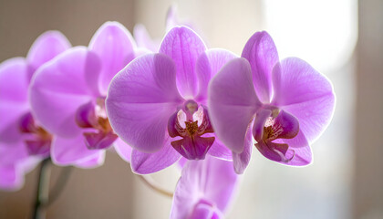 Obraz premium Orchid Blooms: Light, Purple, Petals, Beauty