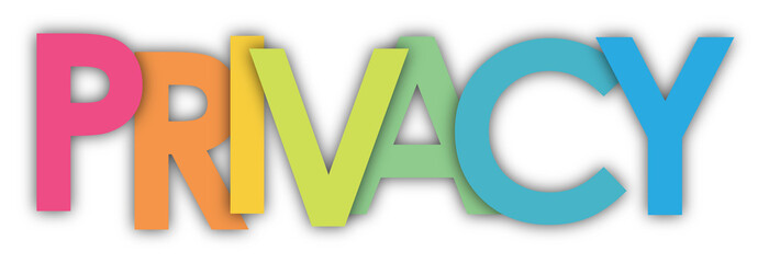 PRIVACY colourful typography banner on transparent background