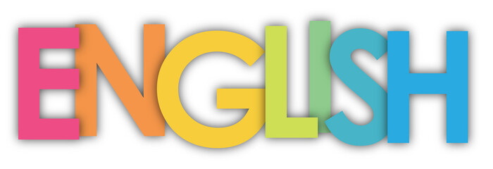 ENGLISH colourful typography banner on transparent background