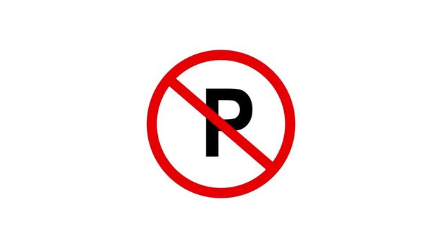 video animation traffic no parking signage, on a green chroma key background