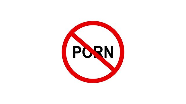 No Porn Prohibited sign of Porn Adult Contents Warning Sign with Mobile Phone Vector, 18 Plus Mature Contents Explicit contents Symbol No porn Shadow style icon. Motion Graphic
