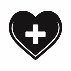 Obraz premium Vector Illustration of a Heart with a Medical Cross for Healthcare, Medical, and First Aid Symbols