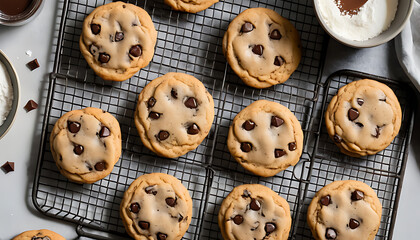 Obraz premium chocolate chip cookies | Freshly Baked Chocolate Chip Cookies Warm and Chewy Delight