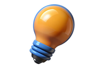 Illustration of a lightbulb with an orange bulb and blue base on a transparent background