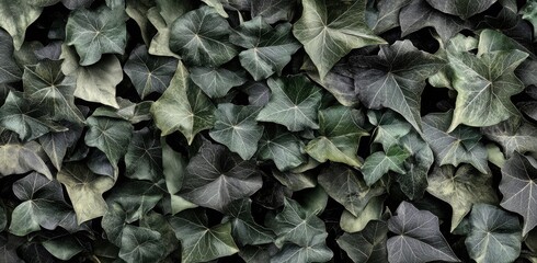 tropical green leaves abstract texture, dark nature background for banner or wallpaper