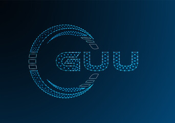 GUU low poly letter logo vector design. GUU lower poly logo design. Low poly logo.