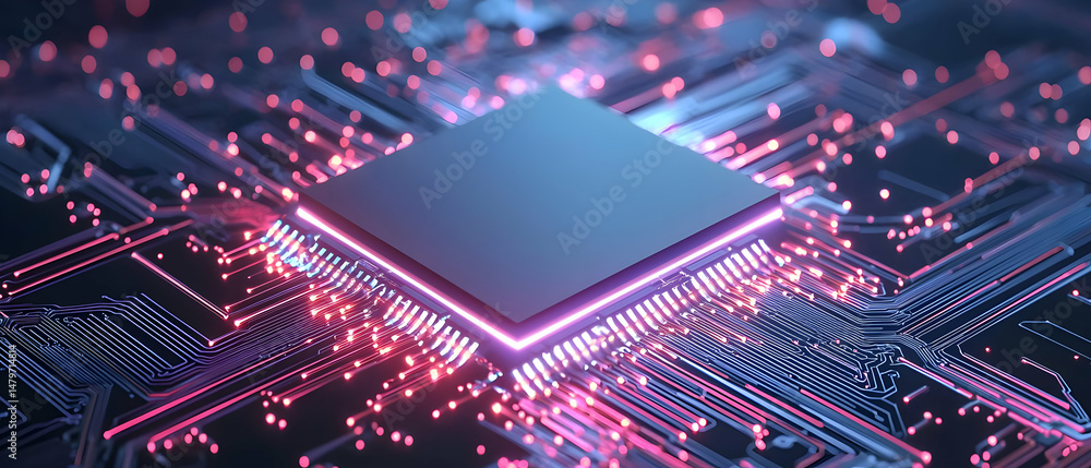 Aufkleber abstract circuit board with glowing processor