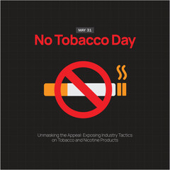 World No Tobacco Day Awareness. Month, Creative banner, poster, social media post, background, template, postcard vector
