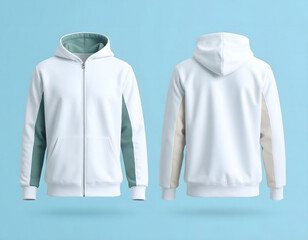 Stylish Zip-Up Hoodie Design, Two-Tone Sleeves