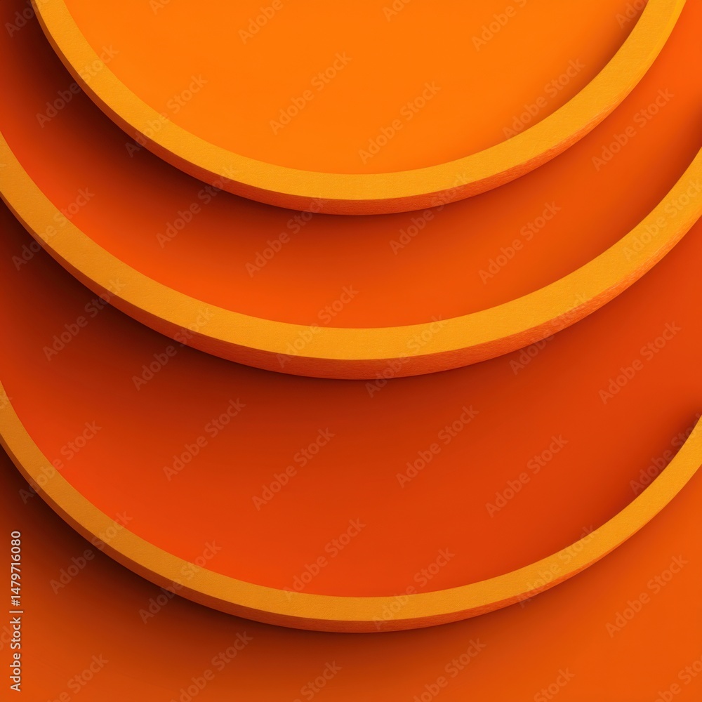 Poster abstract orange background with curved shapes modern design top view studio shot bright color simple