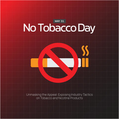 World No Tobacco Day Awareness. Month, Creative banner, poster, social media post, background, template, postcard vector