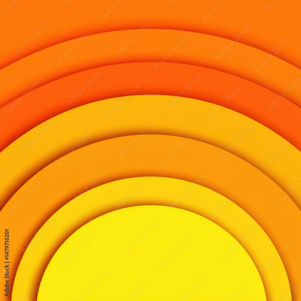 Poster abstract layered arcs in yellow orange color palette creating depth and shadow in a modern graphic d