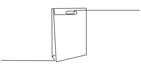 Shopping paper Bag Continuous Line Drawing. Editable Stroke and Copy Space. Reusable bag concept single line . Simple paper bag one line vector illustration. Continuous one line drawing.
