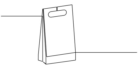 Shopping paper Bag Continuous Line Drawing. Editable Stroke and Copy Space. Reusable bag concept single line . Simple paper bag one line vector illustration. Continuous one line drawing.