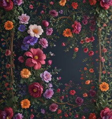 Intricate floral tapestry, jewel-toned blooms, swirling vines , floral wallpaper, elegant, regal