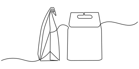 Shopping paper Bag Continuous Line Drawing. Editable Stroke and Copy Space. Reusable bag concept single line . Simple paper bag one line vector illustration. Continuous one line drawing.