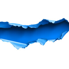 Obraz premium Blue ripped paper with torn edges, isolated on transparent background