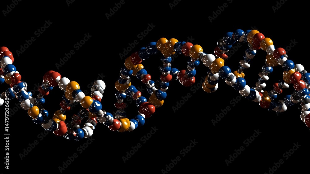 Poster exploring dna structure and function laboratory scientific visualization dark background close-up mo