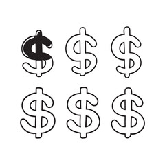 Modern Dollar Sign Outline Vector for Financial Themes