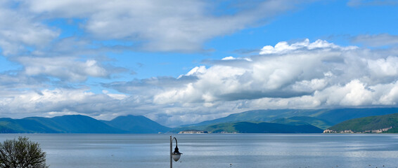 island golem grad on lake prespa in macedonia