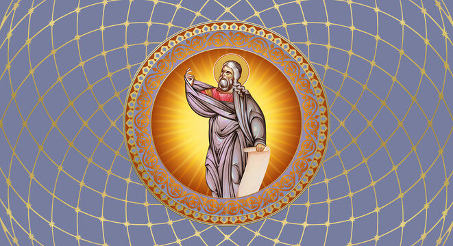 Isaiah prophet. Religious decorative illustration in Byzantine style