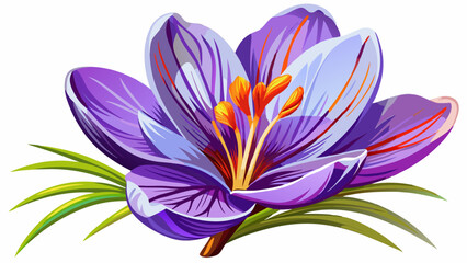 Fototapeta premium portrait The delicate saffron flower, Crocus sativus, blooms with vibrant purple petals and vivid red stigmas that capture the essence of luxury and tradition. Each flower is a masterpiece of nature'