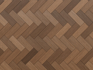 Smooth wooden flooring in a herringbone pattern with dark and light wood variations.