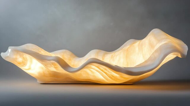 Elegant Shell-Shaped Decorative Bowl with Soft Glowing Light