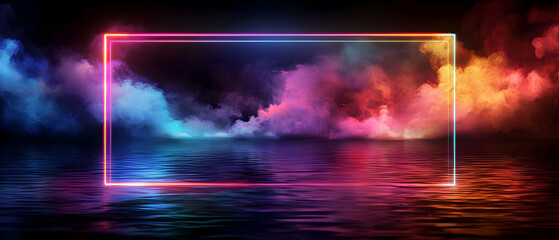 Neon Colorful Abstract Background With Frame