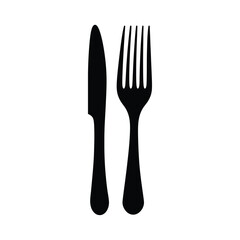 Fork Silhouette Clipart on White Background