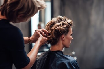Fototapeta premium A skilled hairstylist transforming looks in a stylish salon