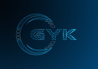 GYK low poly letter logo vector design. GYK lower poly logo design. Low poly logo.