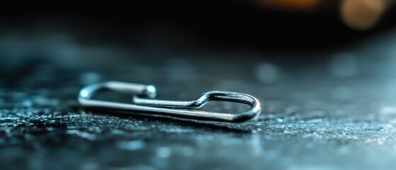 Close up of a Metallic Safety Pin on a Textured Surface with a Dark Background Studio Shot