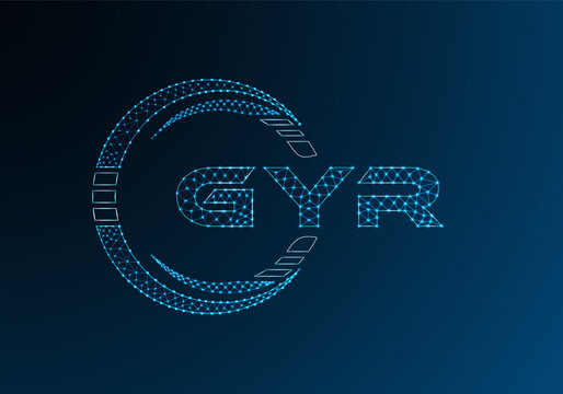 GYR low poly letter logo vector design. GYR lower poly logo design. Low poly logo.