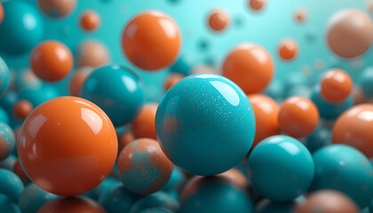 Teal and Orange Abstract Spheres 4K Wallpaper Photo