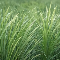 Obraz premium Fluid, pastel green shapes mimicking grass blades, soft focus , contemporary, summer background, organic