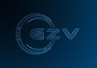 GZV low poly letter logo vector design. GZV lower poly logo design. Low poly logo.
