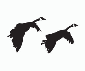 colletion of flying geese silhouette vector illustration art